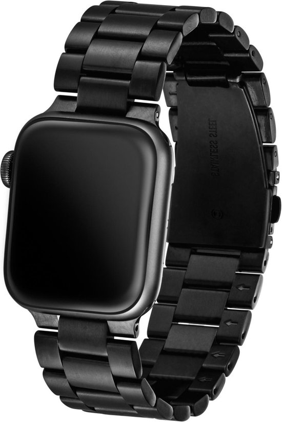 Horlogebandje Stalen - Ook geschikt voor Apple Watch - Zwart - 38/40mm |  bol.com