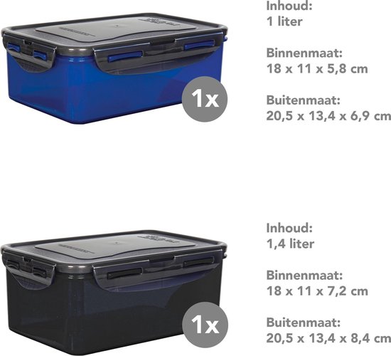 Contenants pour aliments frais Lock & Lock ECO | Boîte à lunch - Lot de 2 pièces - 1 + 1,4 litres