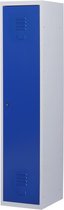Lockerkast metaal met slot - 1 deurs 1 delig - Grijs/blauw - 180x40x50 cm - LKP-1051