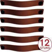 Leren handgrepen - Cognac - 12 stuks - 25 x 3 cm | incl. 3 kleuren schroeven per leren handgreep