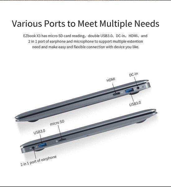 Jumper 13.3 inch laptop 6GB RAM Volledig metaal en zeer dun 64