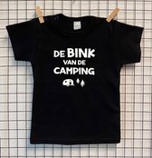 Baby/Kind T-shirt | T-shirt met tekst ‘De bink van de camping’ | Vakantie | Camping | Baby T-shirt | Kinder T-shirt | Jongens T-shirt | Meisjes T-shirt | Unisex | Zwart | Maat 80