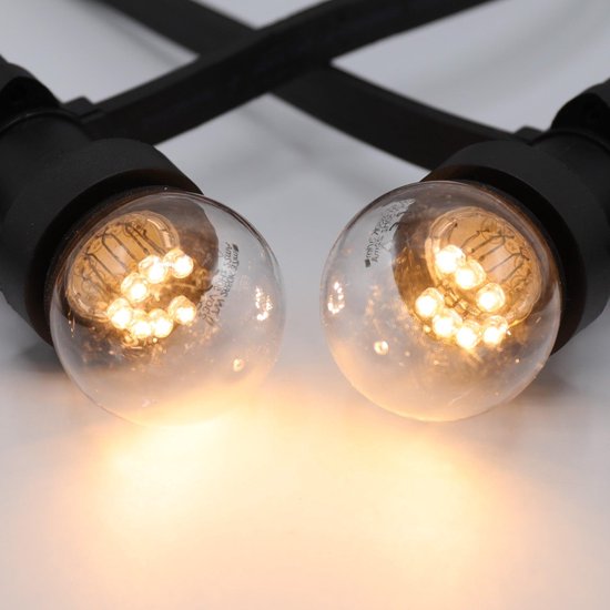 Lichtsnoer - 50 meter met 50 lampen - 0,7W LEDs op stokjes - kleur van  gloeilamp (2650K) | bol.com