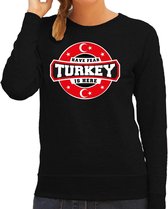 Have fear Turkey is here sweater met sterren embleem in de kleuren van de Turkse vlag - zwart - dames - Turkije supporter / Turks elftal fan trui / EK / WK / kleding S