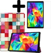 Hoes Geschikt voor Samsung Galaxy Tab A 10.1 2019 Hoes Luxe Hoesje Book Case Met Screenprotector - Hoesje Geschikt voor Samsung Tab A 10.1 2019 Hoes Cover - Blokken