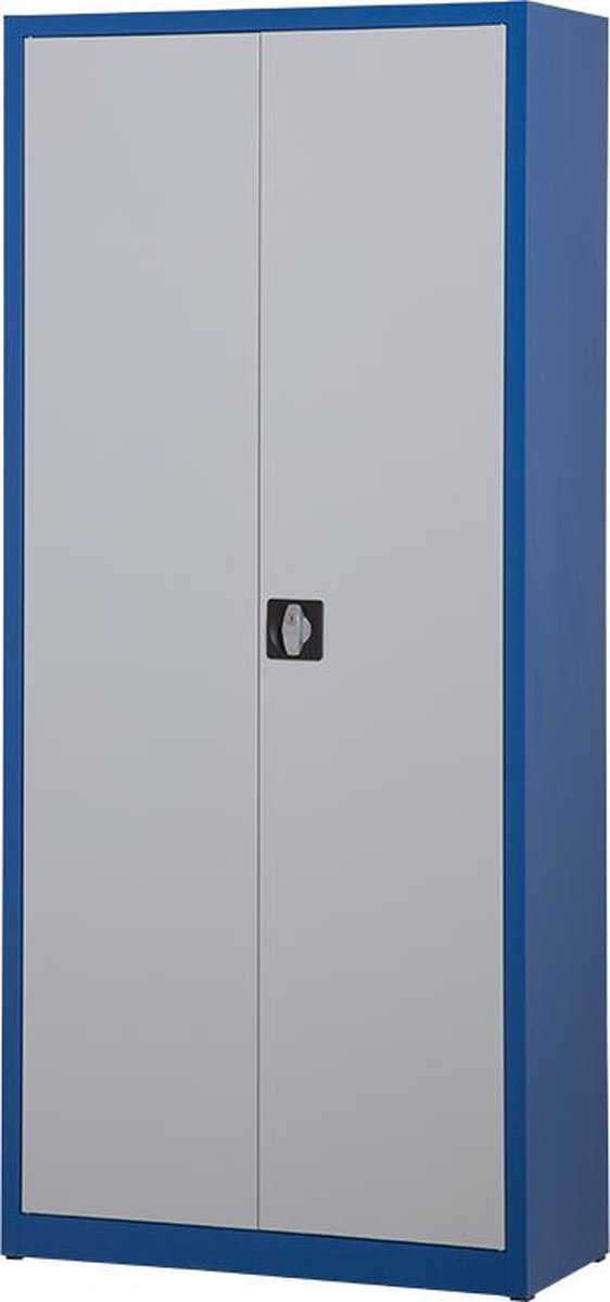 Metalen archiefkast - 195 x 92 x 42 cm - Blauw/licht grijs - Met slot - draaideurkast, kantoorkast, garage kast - AKP-101 - Povag - Povag
