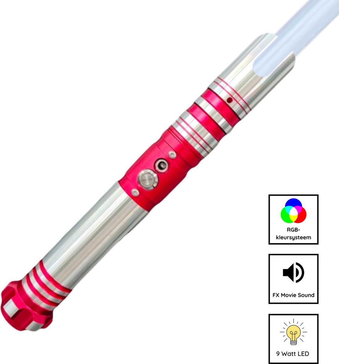 Relentless Lightsaber - RGB 11 Kleuren en Geluid - Lightsaber - Lichtzwaard - Laser Zwaard - Aluminium Handvat - 114 CM - Rood