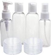 Navulbare cosmetische reis flesjes transparant - MET TRANSPARANTE ETUI - Navulbaar - 6 STUKS met etui