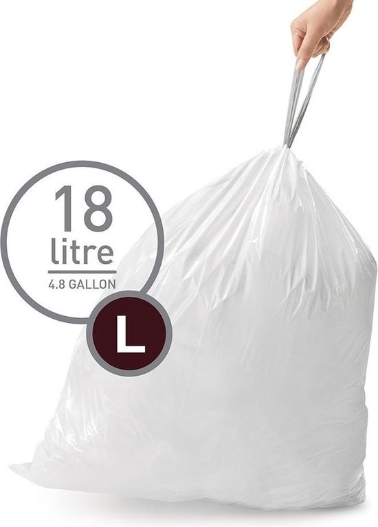 Simplehuman Code L Afvalzakken 18 liter 20 stuks met Trekband