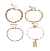 Sorprese - armband dames - goudkleurig - set 4 losse armbanden - 16-21 cm - model W - Moederdag - Cadeau