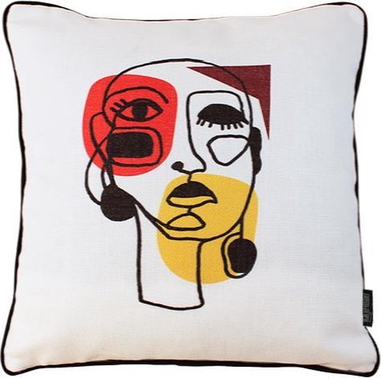 Jacquard Face Abstract Kussenhoes | Polyester - Jacquard Stof | 45 x 45 cm