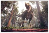 Dinosaurus T-Rex moederliefde - Foto op Akoestisch paneel - 90 x 60 cm