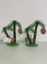 Decoratieve metalen palmboom met fotolijstjes en versiering - set van 2 stuks (diverse kleuren)