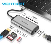 Vention USB C Hub met HDMI / USB3.0 / Ethernet / TF / SD / PD Oplaad poort