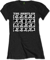 The Beatles Dames Tshirt -L- Hard Days Night Faces Mono Zwart