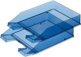 Set van 4x stuks brievenbakjes/postbakjes transparant blauw A4 formaat 25 x 33 x 6 cm - Documenten/papieren opbergen/bewaren - Kantoorartikelen