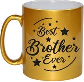 Best Brother Ever cadeau koffiemok / theebeker - goudkleurig - 330 ml - verjaardag / bedankje - kado voor broer / broertje