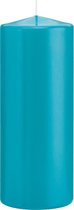 1x Turquoise blauwe cilinderkaarsen/stompkaarsen 8 x 20 cm 119 branduren - Geurloze kaarsen turkoois blauw - Woondecoraties