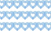 Set van 3x stuks hartjes slingers geboorte jongen blauw 3 meter - Feestslingers versiering geboren jongen/babyshower