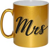 Gouden Mrs cadeau mok / beker - 330 ml - keramiek - koffiemokken / theebekers