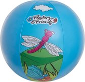 Blauwe/bloemen opblaasbare strandbal 29 cm speelgoed - Buitenspeelgoed strandballen - Opblaasballen - Waterspeelgoed