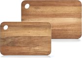 2x Rechthoekige acacia houten snijplanken 37/41 cm - Zeller - Keukenbenodigdheden - Kookbenodigdheden - Snijplanken/serveerplanken - Houten serveerborden - Snijplanken van hout