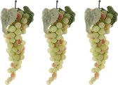 Pakket van 3x stuks witte nepfruit druiventrossen 28 cm - Namaakfruit/nepfruit voor wijn thema decoraties