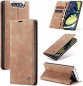 CaseMe - Samsung Galaxy A80 hoesje - Wallet Book Case met Ritssluiting - Bruin