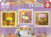 Legpuzzels - 3 van 500 stukjes - Deco Enchanted Moments - Educa  puzzel