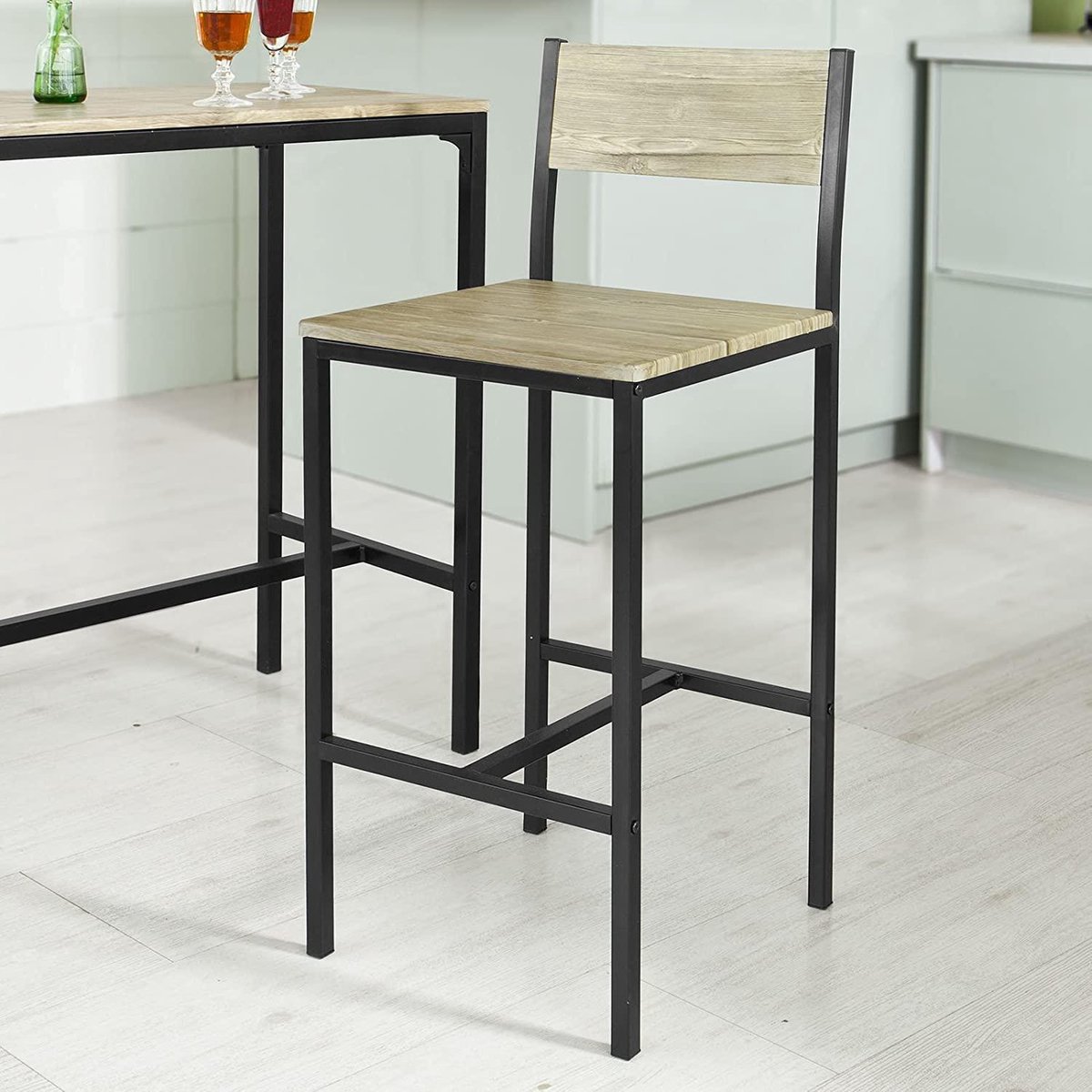 Simpletrade Bartafel set - Bar - 2 Barkrukken - Hout - Bruin - 89x45x87 cm