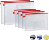 sac de rangement relaxdays avec fermeture éclair - 6 pièces - pour documents - housse PVC - A4 A5 - PVC rouge