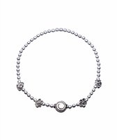 Armband dames | Elastische armband met zilveren bloemetjes | WeLoveSilver