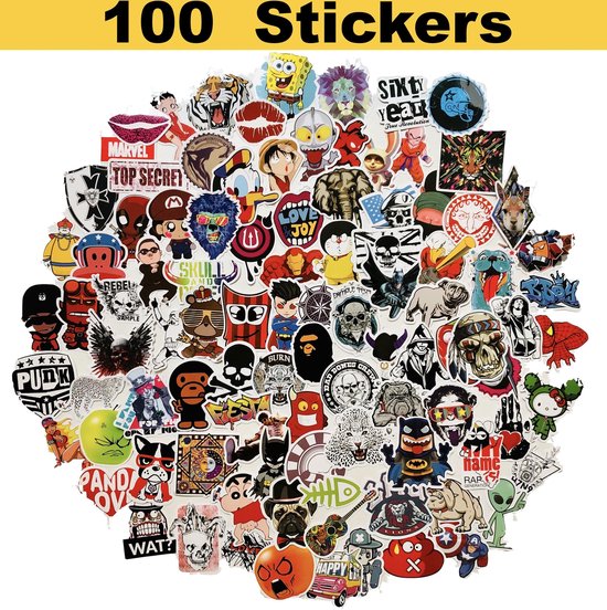 ▶▶ Stickers laptop of skate stickers - dit zijn 100 stuks vinyl stickers in een Pack - verschillende stickers om overal voor te gebruiken: laptop, skateboard, auto, Nintendo, koffers, snowboard, brommer, helm. Stickeren je stickers waar je maar wil! - Sticker King