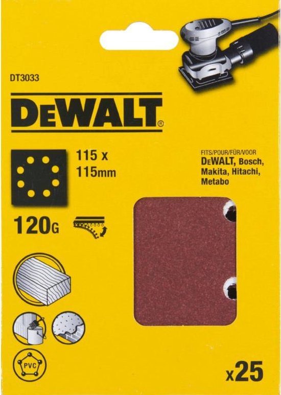 Dewalt Schuurstrook 115x115mm K120 (25x)