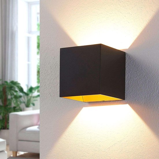 kubus Zwart | 2020 model | LED Wandlamp warm wit Geschikt voor... |