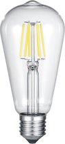 LED Lamp - Filament - Trion Kalon - E27 Fitting - 6W - Warm Wit 2700K - Transparent Helder - Aluminium - BSE