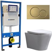 Geberit UP 320 Toiletset - Inbouw WC Hangtoilet Wandcloset - Saturna Sigma-01 Mat Goud