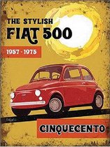 Fiat 500 Chinquecento.  Metalen wandbord 40 x 30 cm.