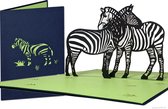 Popcards popupkaarten – Kunstzinnige zebra’s Dierendag Verjaardag Felicitatie Equidae Afrika Paard pop-up kaart 3D wenskaart