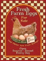 Fresh Farm Eggs For Sale. Metalen wandbord 30 x 40 cm.
