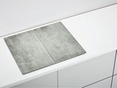 ERNESTO® Glazen fornuisafdekplaten (Beton) - Fornuis afdekplaat/snijplanken, glas, set van 2, 52 x 30 cm - Kookplaatbeschermers -  inductie beschermer
