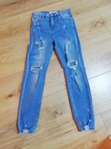 Destroyed jeans, queen hearts, light blue, maat S Regular fit Broek Maat EU36