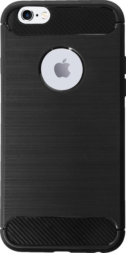BMAX Carbon soft case hoesje geschikt voor Apple iPhone 6/6s / Soft cover / Telefoonhoesje / Beschermhoesje / Telefoonbescherming - Zwart