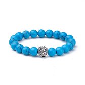 KRALEN ARMBAND BLUE HOWLIET MET LEEUW BEDELTJE - BLAUW