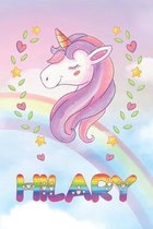 Hilary: Hilary Unicorn Notebook Rainbow Journal 6x9 Personalized Customized Gift For Someones Surname Or First Name is Hilary