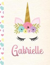 Gabrielle: Personalized Unicorn Sketchbook For Girls With Pink Name - 8.5x11 110 Pages. Doodle, Sketch, Create!