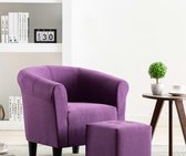 Luxe Loungestoel met kruk paars (Incl LW anti kras viltjes)  - Lounge stoel / Relax stoel / Chill stoel - Lounge Bankje / Lounge Fauteil - Cocktail stoel