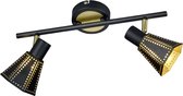LED Wandspot - Wandverlichting - Trion Holmino - E14 Fitting - 2-lichts - Rond - Mat Zwart - Aluminium - BES LED