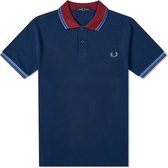 Fred Perry - Contrast Rib Polo Shirt - Blauwe Polo - M - Blauw