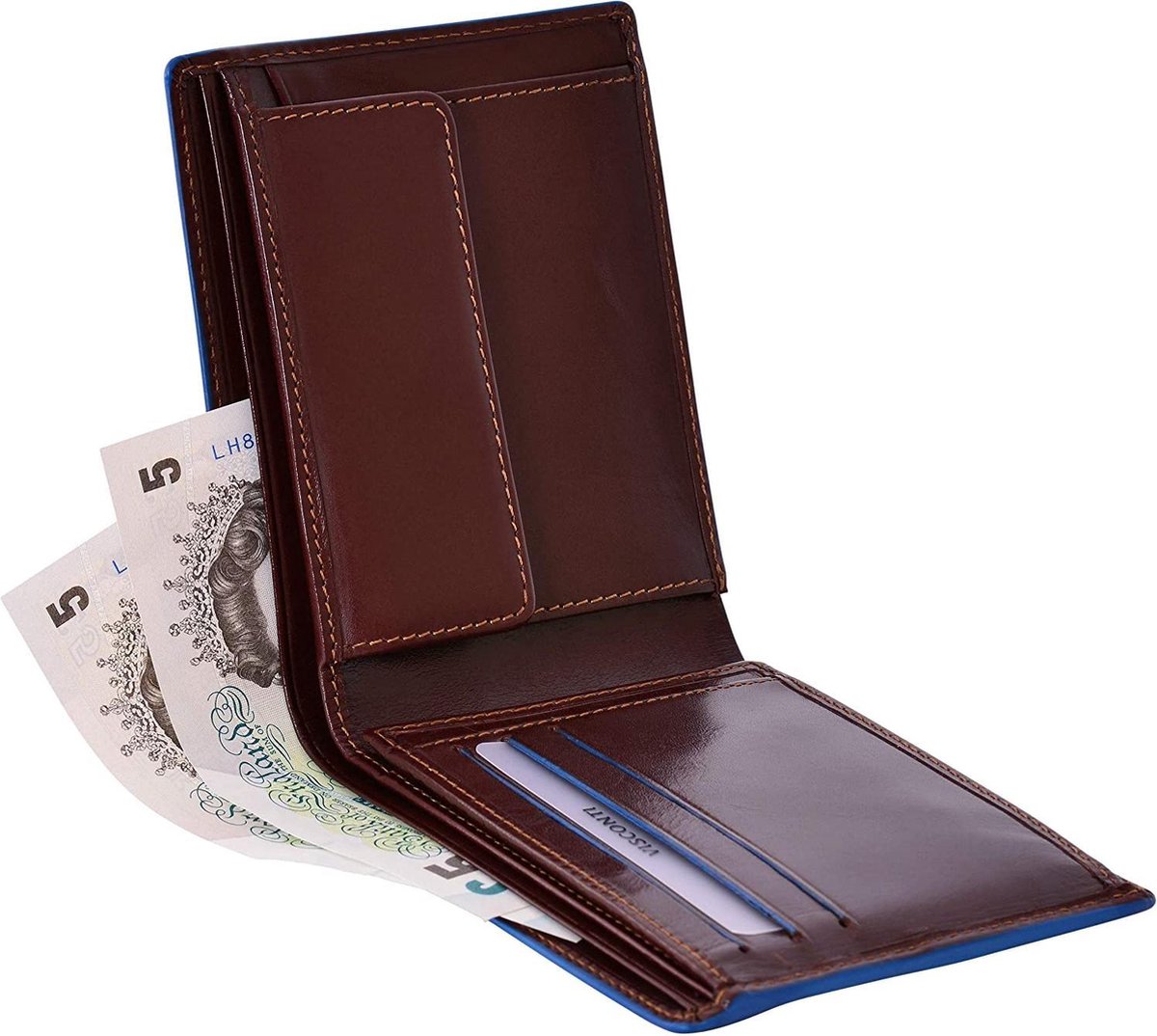Visconti Leren Portemonnee Heren - Bilfold - Echt Leer - RFID - Bruin - Alps Collectie (AP52 BN)